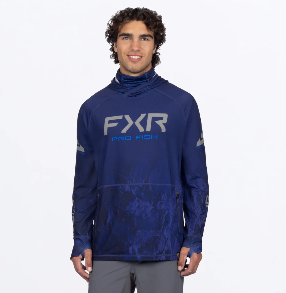 Men's Pro Air UPF PO Hoodie Deep Cobalt Undertow/Grey