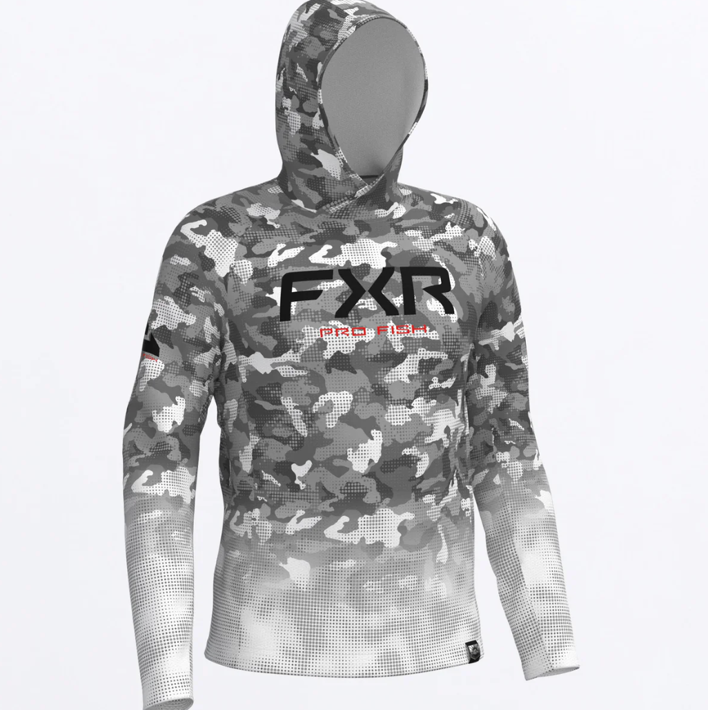 Men's Derby Drift Camo Air UPF PO Hoodie - White/Red