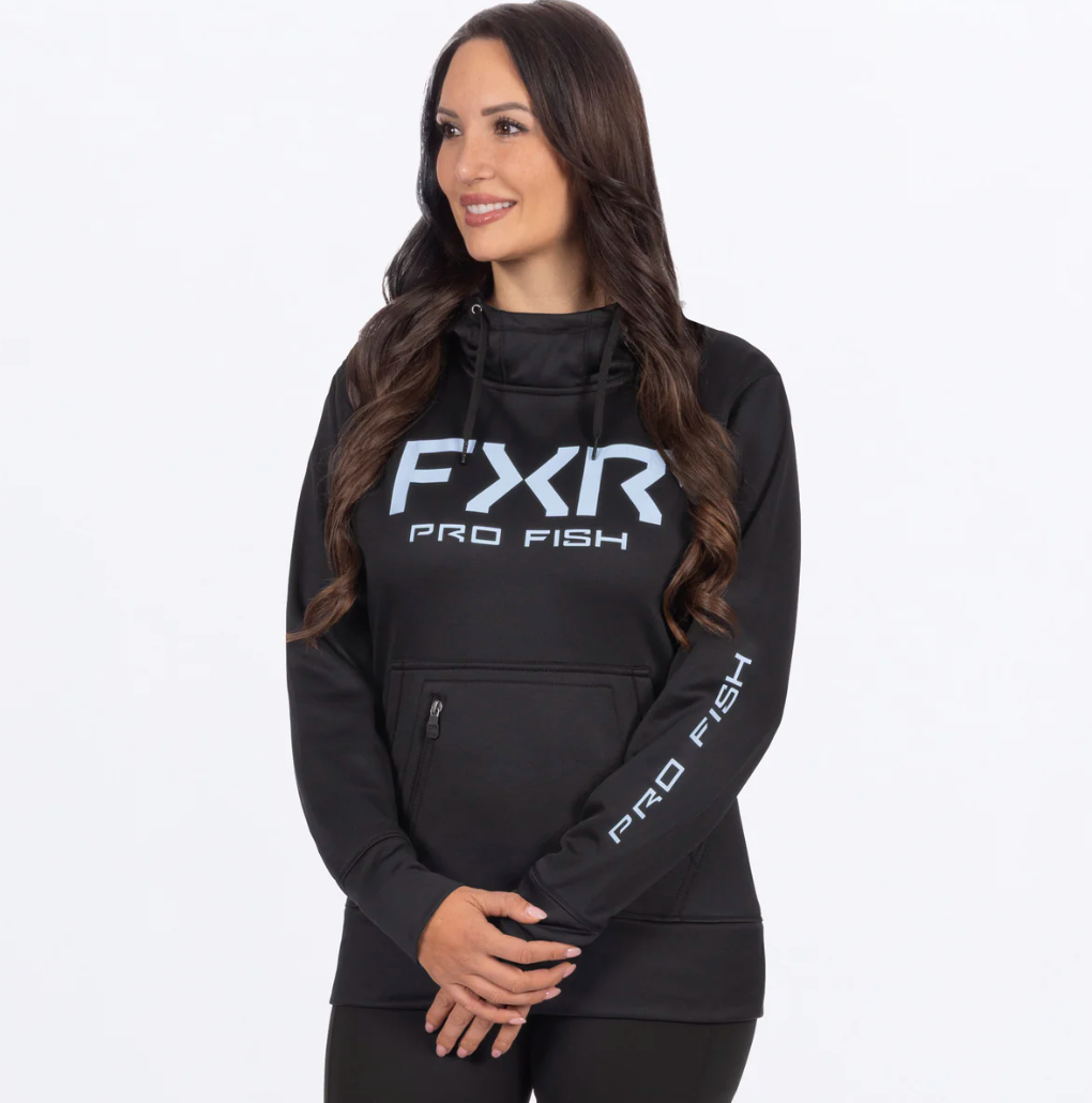 Women's Pro Fish Tech PO Hoodie Black/Maui Blue